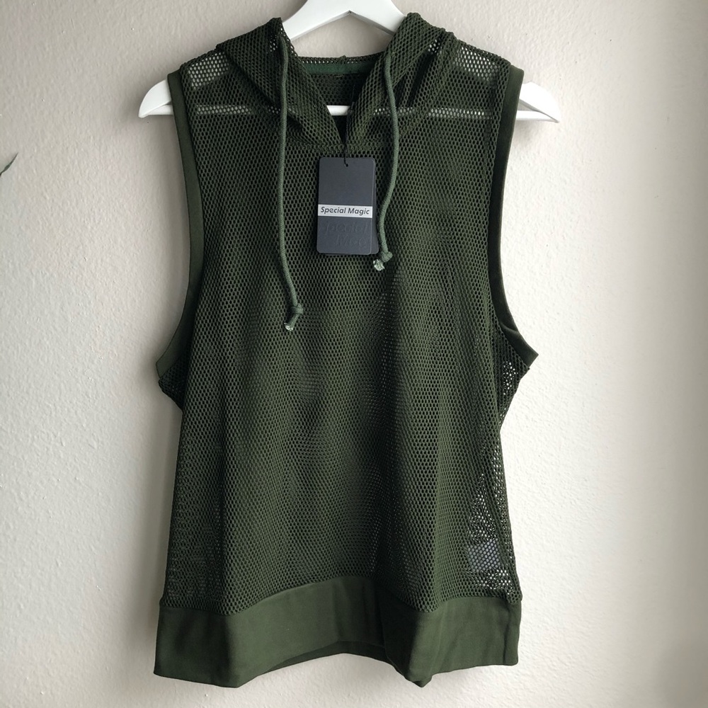 NEW NWT Green Mesh Workout Sleeveless Vest Large
